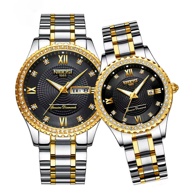 Couple Watches Lover Quartz Waterproof Luxury 2357 Nibosi