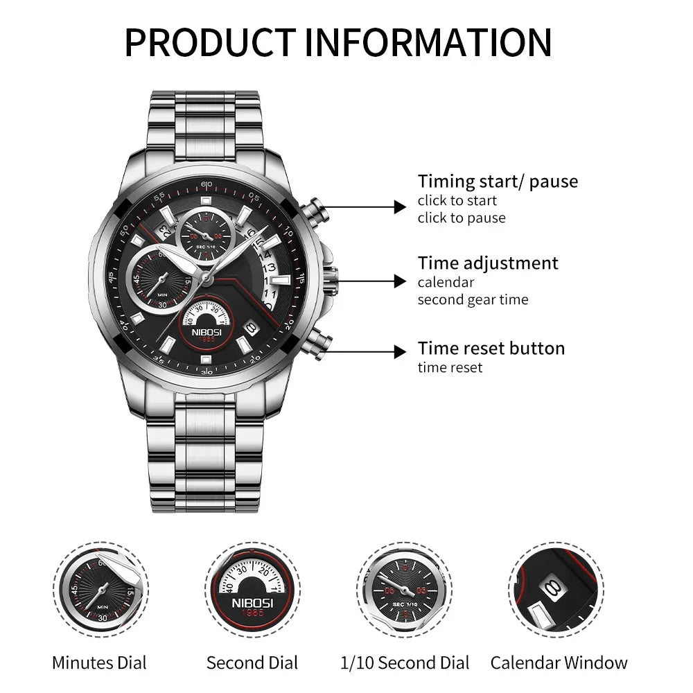 Waterproof & Quartz Watch 2576 Nibosi