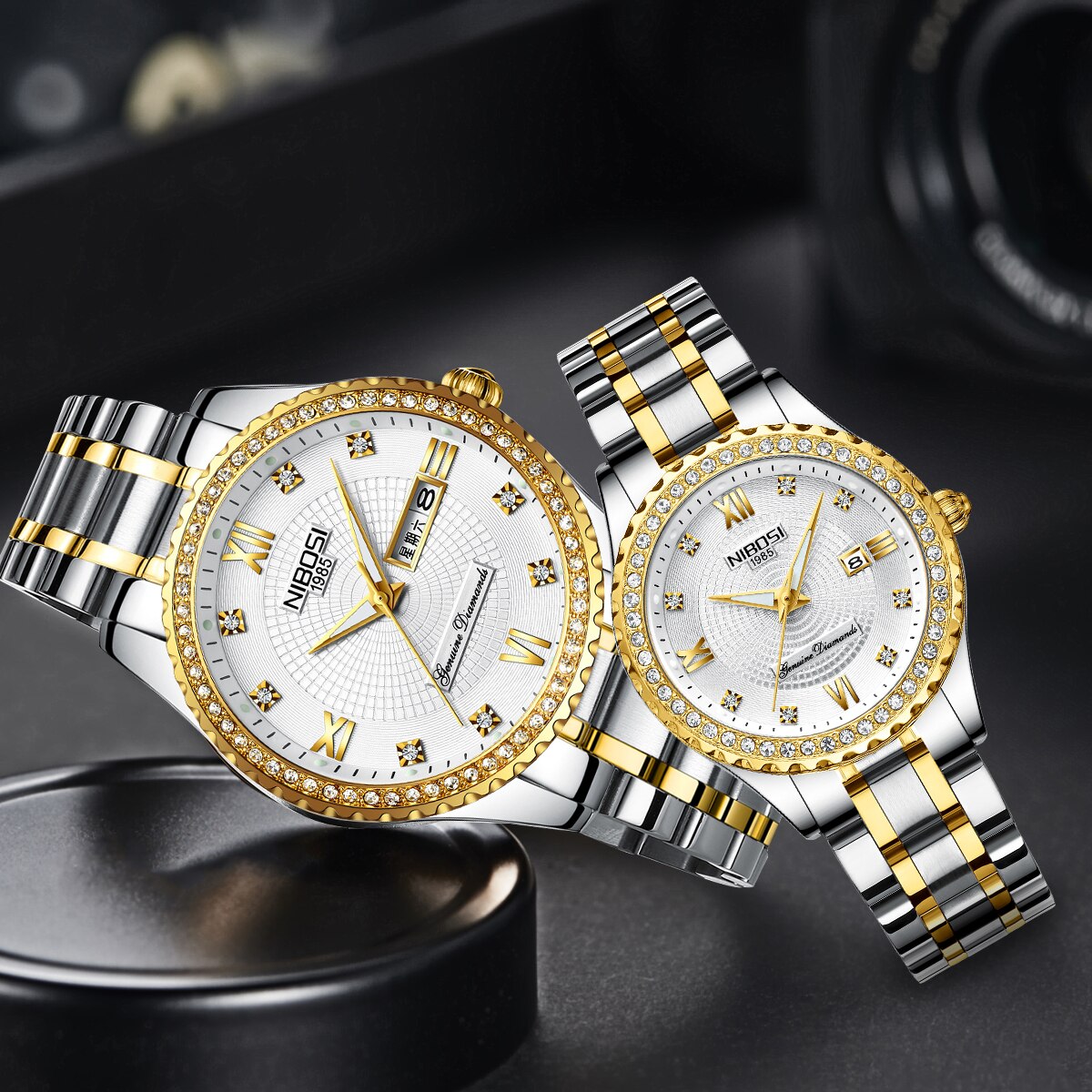 Couple Watches Lover Quartz Waterproof Luxury 2357 Nibosi