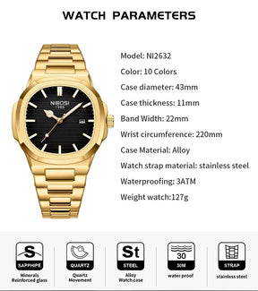 Waterproof & Stainless Steel Watch 2632 Nibosi